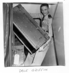 Cadet Dale Griffin, circa 1955-1959, with his footlocker.  [Wings]